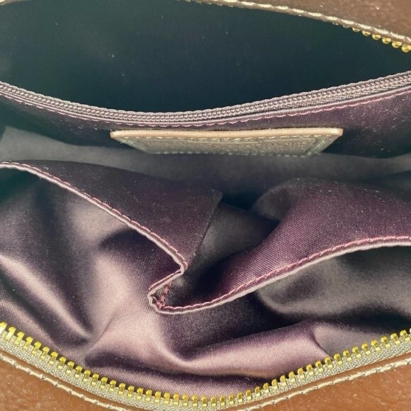 Coach Ashley Shoulder Bag Womens Scarf Print Sateen Purple Multicolor Purse - Picture 9 of 12